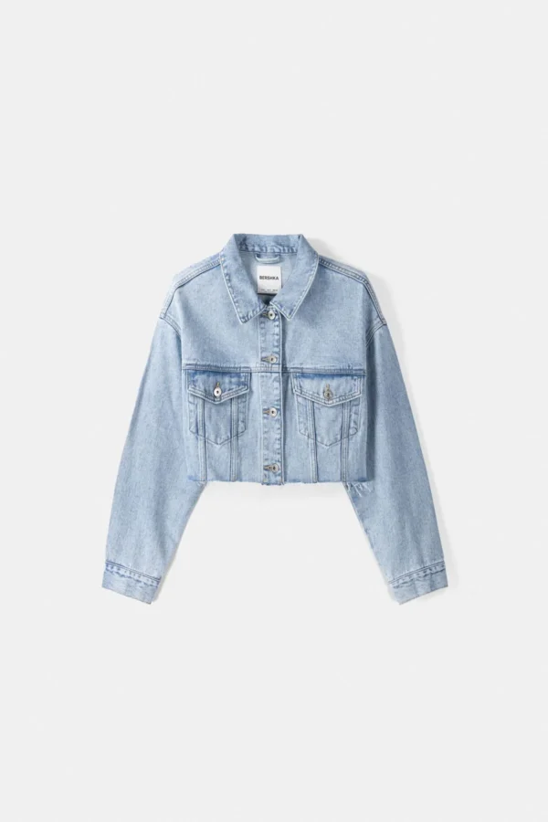 کت کراپ جین زنانه برشکا اورجینال Bershka Crop Denim Jacket