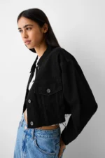 کت کراپ جین زنانه برشکا اورجینال Bershka Crop Denim Jacket