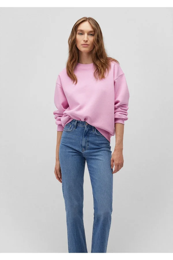 سویشرت زنانه ماوی اورجینال Blue Crew Neck Pink Basic Sweatshirt mavi