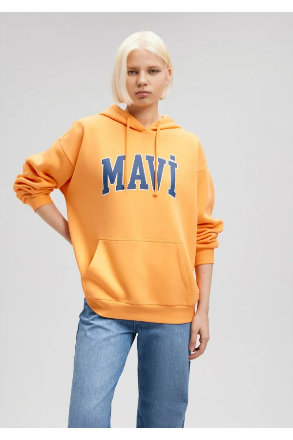 سویشرت کلاهدار Printed Hooded Sweatshirt mavi