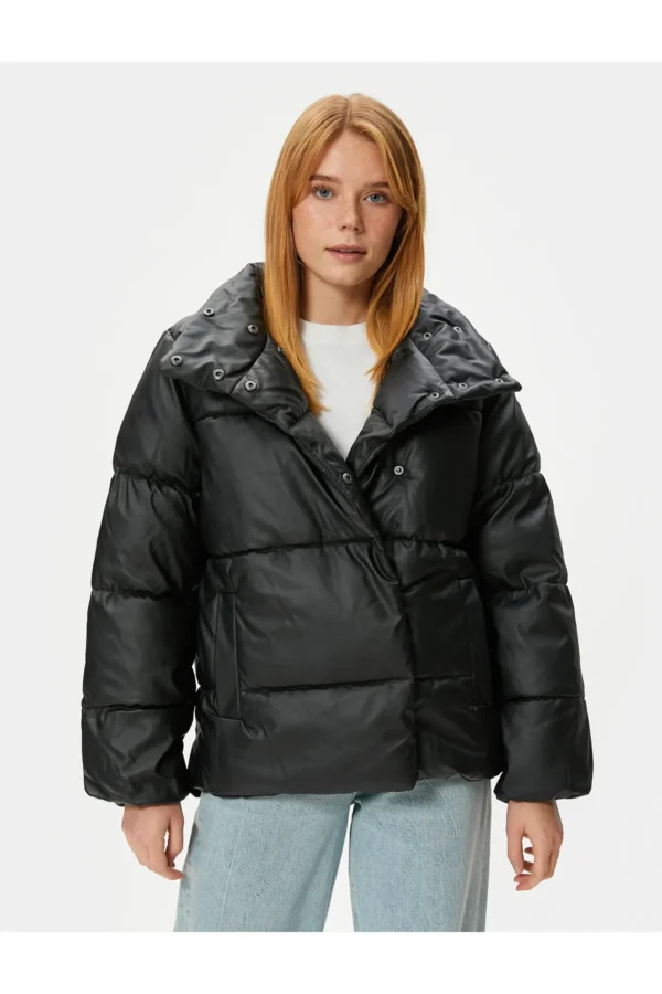 پافر کوتاه چرمی زنانه Koton Short Puffer