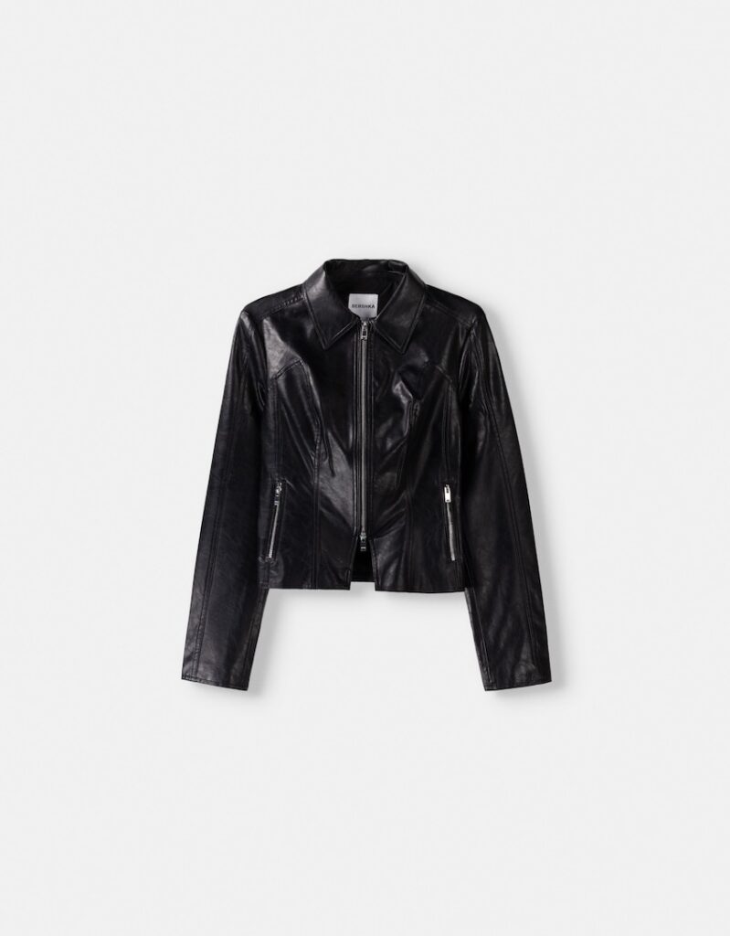 کت چرم زنانه برشکا BERSHKA Faux leather jacket