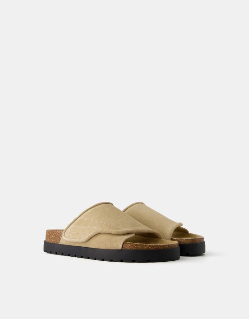 صندل مردانه برشکا BERSHKA Thick-soled suede sandals